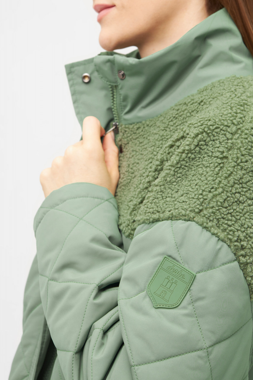 Derbe Steppjacke Quiltholm Damen Grün Gefüttert