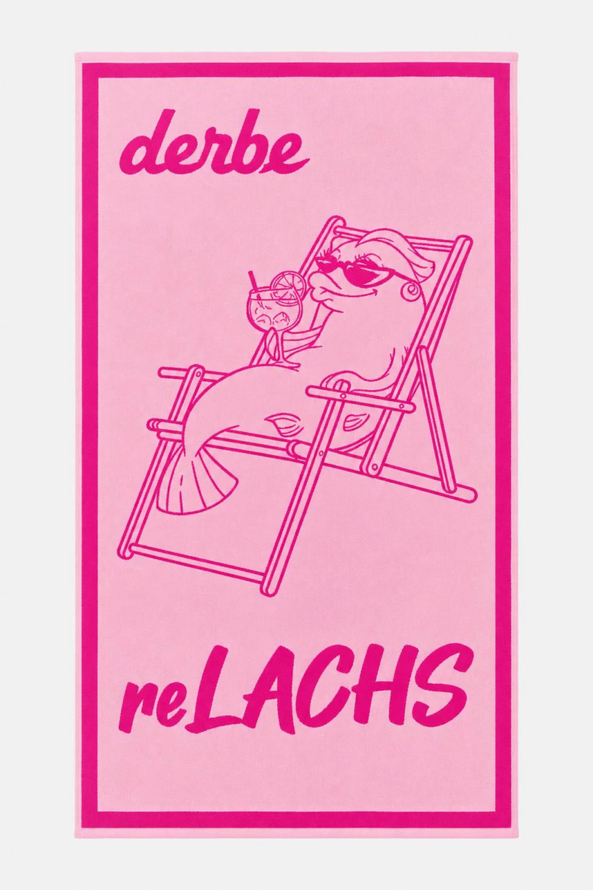 Derbe Handtuch reLACHS Pink Rosa Fisch Strandtuch GOTS Organic