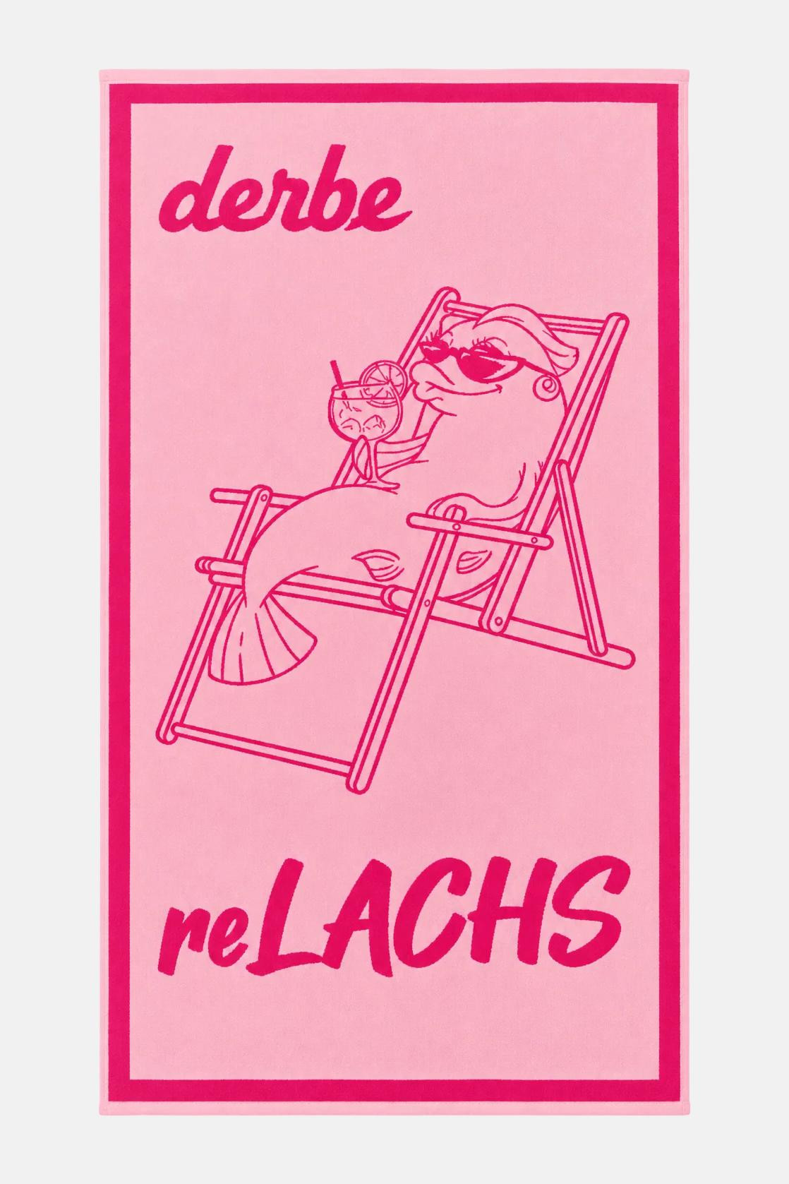 Derbe Handtuch reLACHS Pink Rosa Fisch Strandtuch GOTS Organic