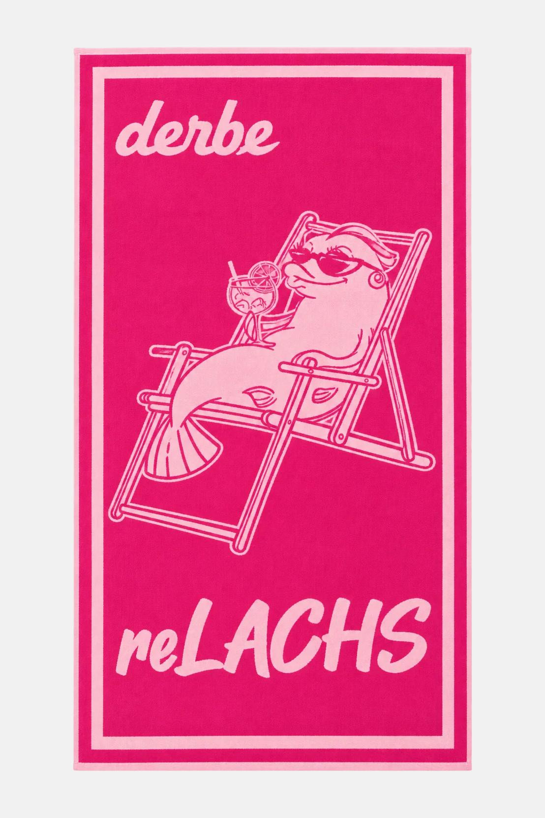 Derbe Handtuch reLACHS Pink Rosa Fisch Strandtuch GOTS Organic
