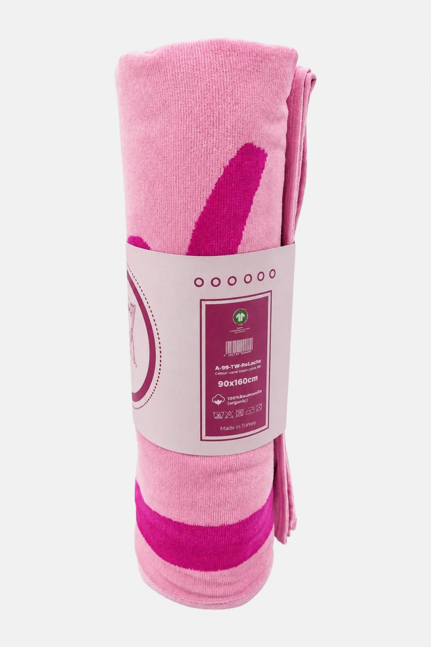 Derbe Handtuch reLACHS Pink Rosa Fisch Strandtuch GOTS Organic