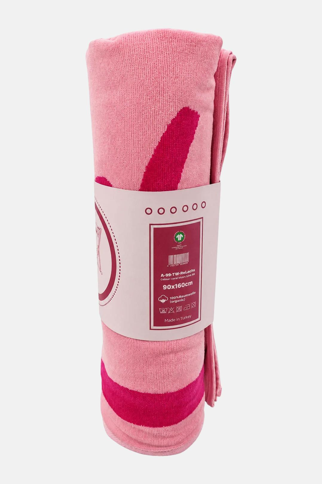 Derbe Handtuch reLACHS Pink Rosa Fisch Strandtuch GOTS Organic