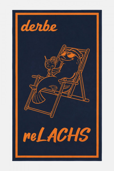 Derbe Handtuch reLACHS Dunkelblau Orange Strandtuch GOTS Organic