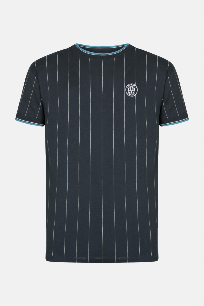 Derbe Retro Herren T-Shirt Navy Dunkelblau Streifen