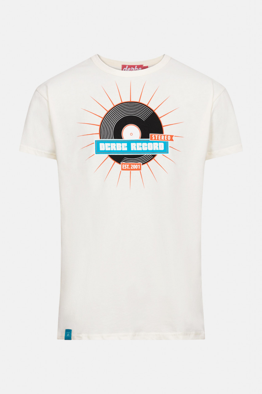 Derbe Rille Herren Shirt Offwhite Beige Schallplatte