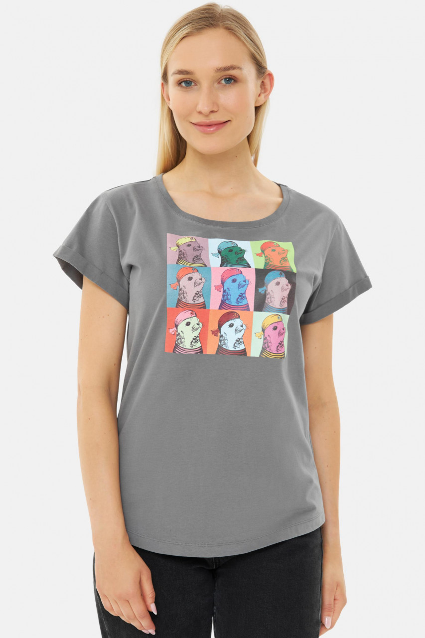 Derbe T-Shirt Robbe Collage Damen Grau