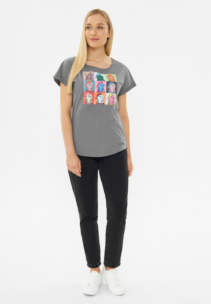 Derbe T-Shirt Robbe Collage Damen Grau