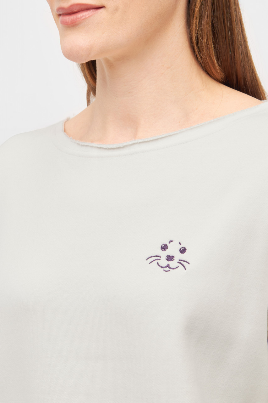 Derbe Sweatshirt Robbenschnute Damen Weiß Crewneck