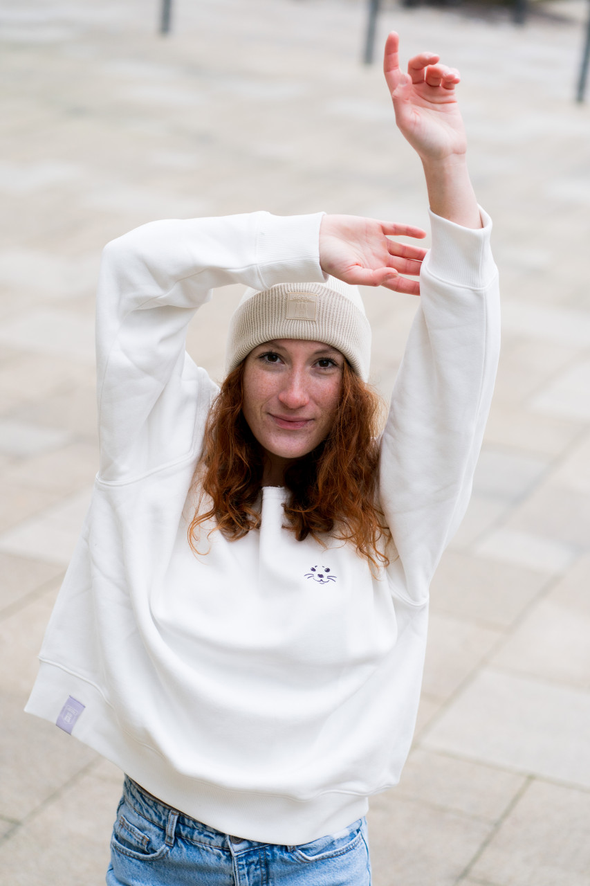 Derbe Sweatshirt Robbenschnute Damen Weiß Crewneck