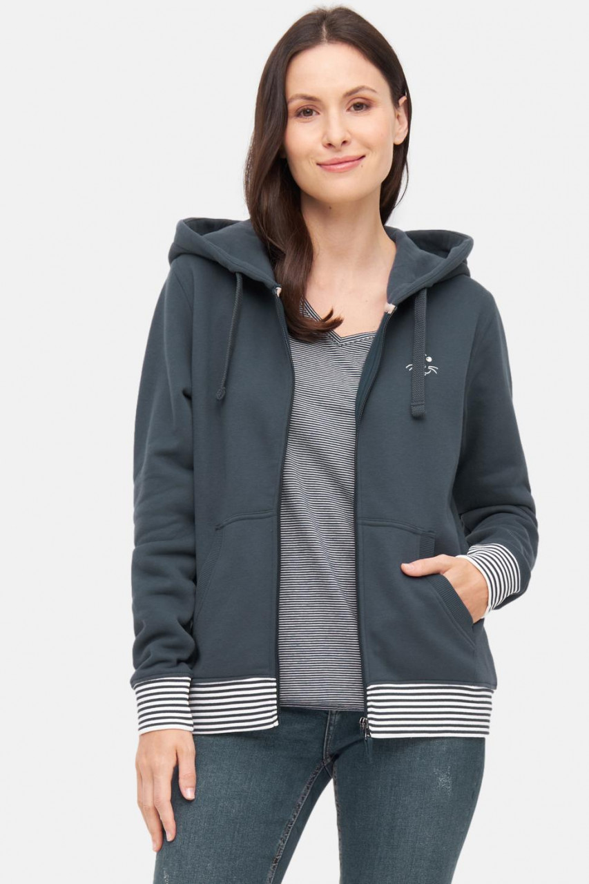 Derbe Sweatjacke Robbenschnute Striped Damen Blau Zip Hoodie