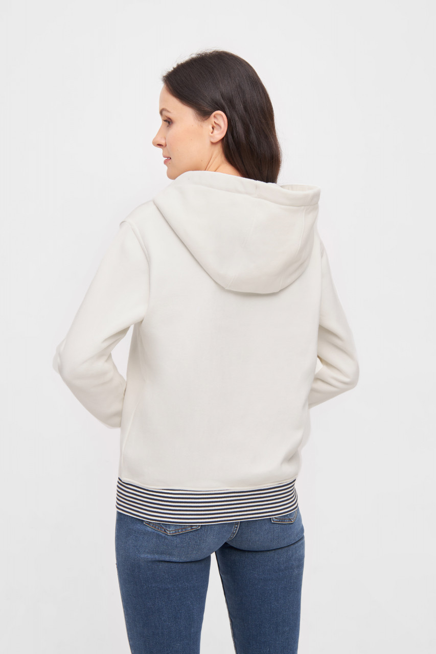 Derbe Sweatjacke Robbenschnute Striped Damen Weiß Zip Hoodie