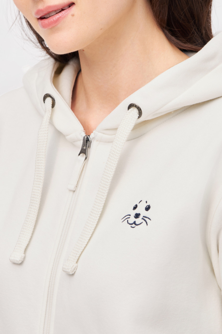 Derbe Sweatjacke Robbenschnute Striped Damen Weiß Zip Hoodie