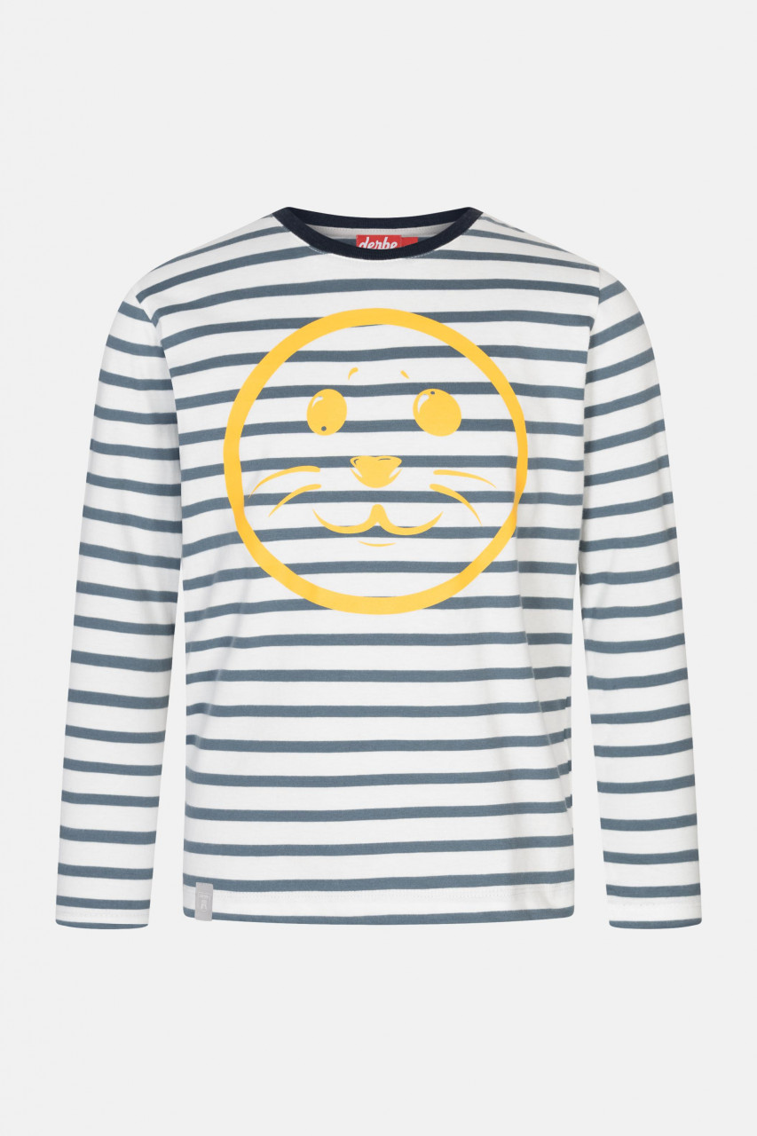 Robsmile Kinder Longsleeve Gestreift Smiley Orion | Langarmshirt Robbe Blue