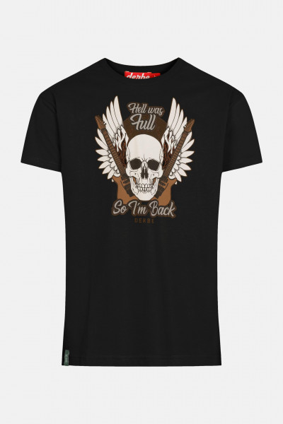 Derbe Rockgitarre Herren T-Shirt Schädel Black Schwarz Braun