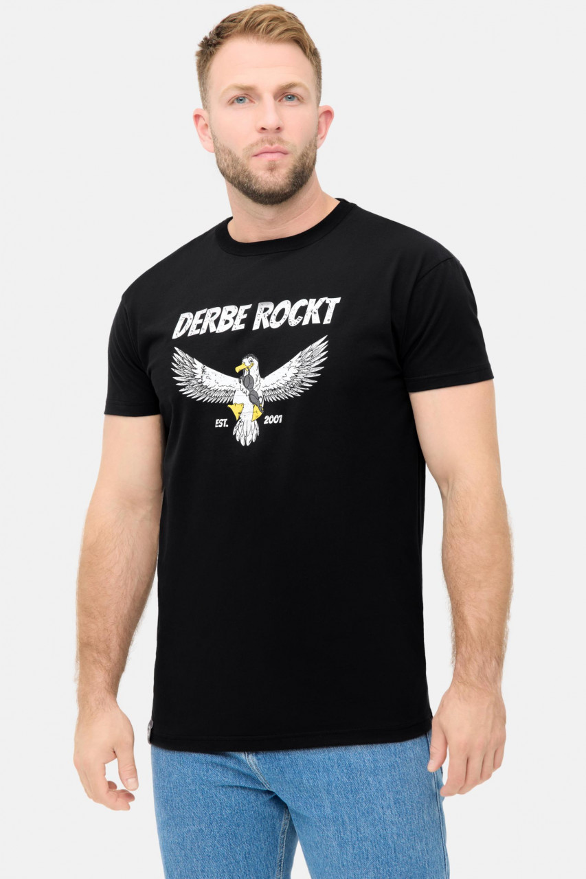 Derbe T-Shirt Rockmöwe Herren Schwarz GOTS Organic