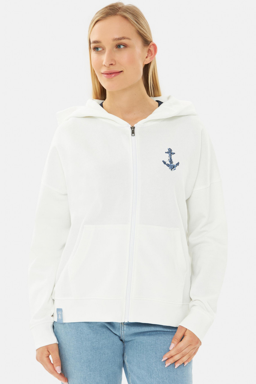 Derbe Hoodie Sweatjacke Rosenanker Damen Weiß