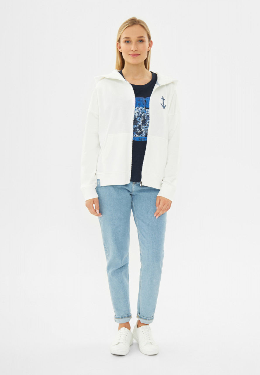 Derbe Hoodie Sweatjacke Rosenanker Damen Weiß