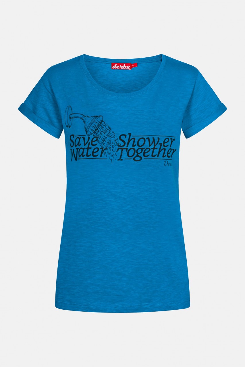 Derbe Save Water Shower Together Damen T-Shirt Blau
