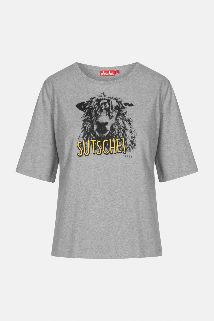 Derbe Schaap Sutsche Damen T-Shirt Grey Melange Grau Schaf