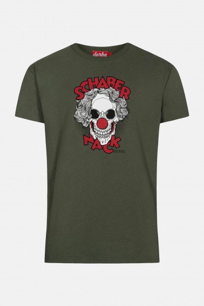 Derbe Schabernack Herren T-Shirt Oliv Clown