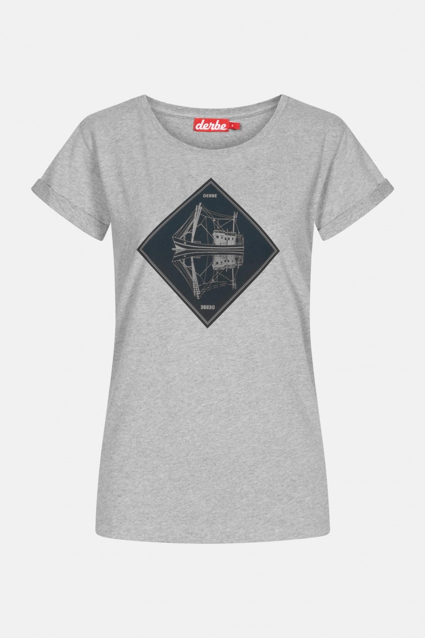 Derbe Schipp Damen T-Shirt Grey Melange Grau