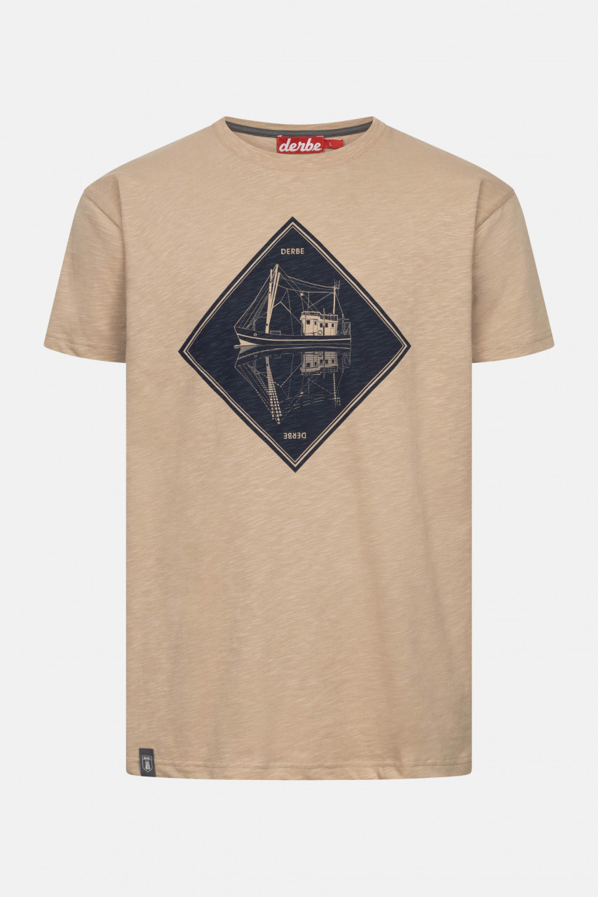 Derbe T-Shirt Schipp Herren Beige GOTS Organic