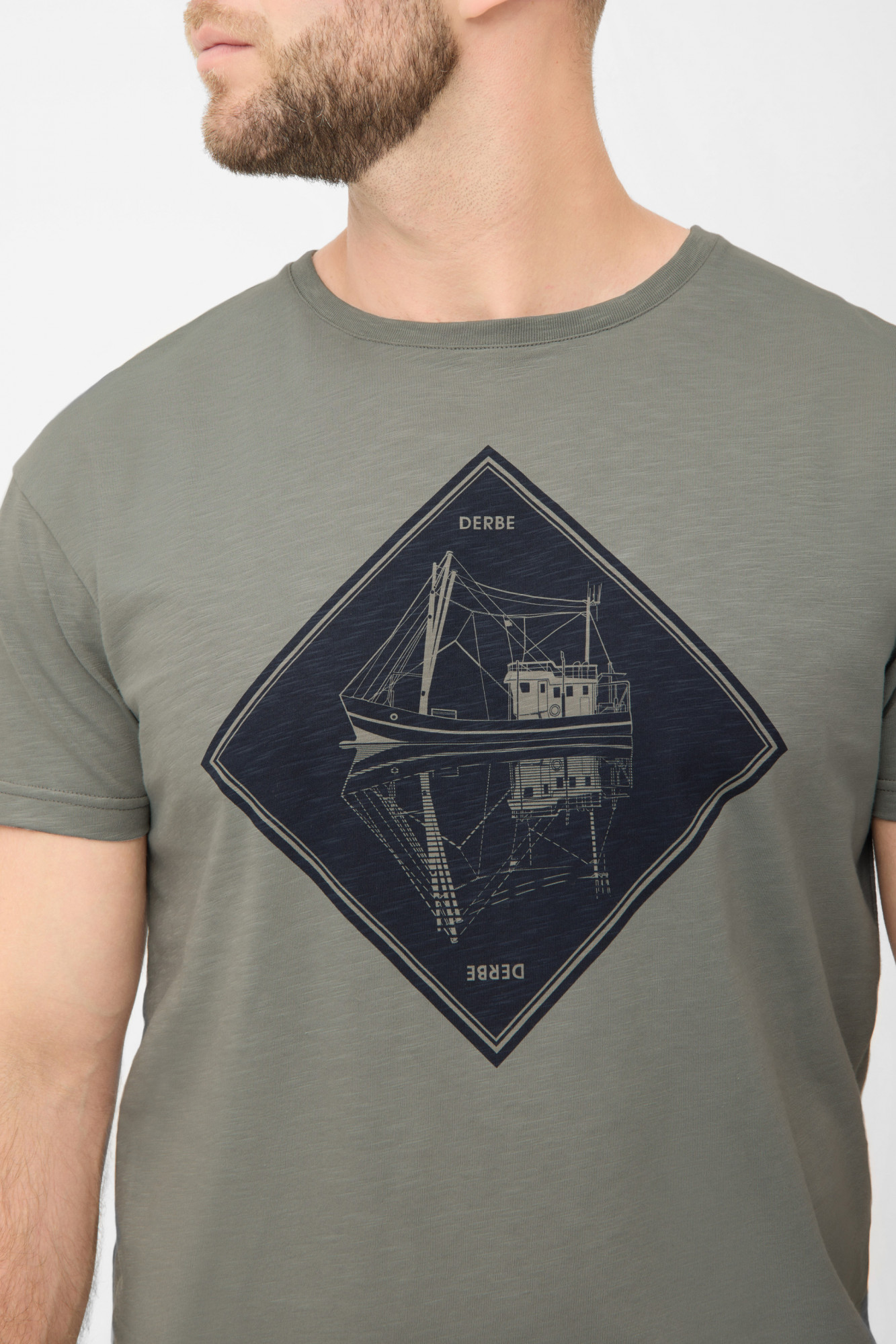 Derbe T-Shirt Schipp Herren Grau GOTS Organic