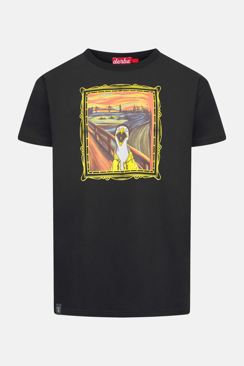 Derbe T-Shirt Schreimöwe Herren Schwarz GOTS Organic
