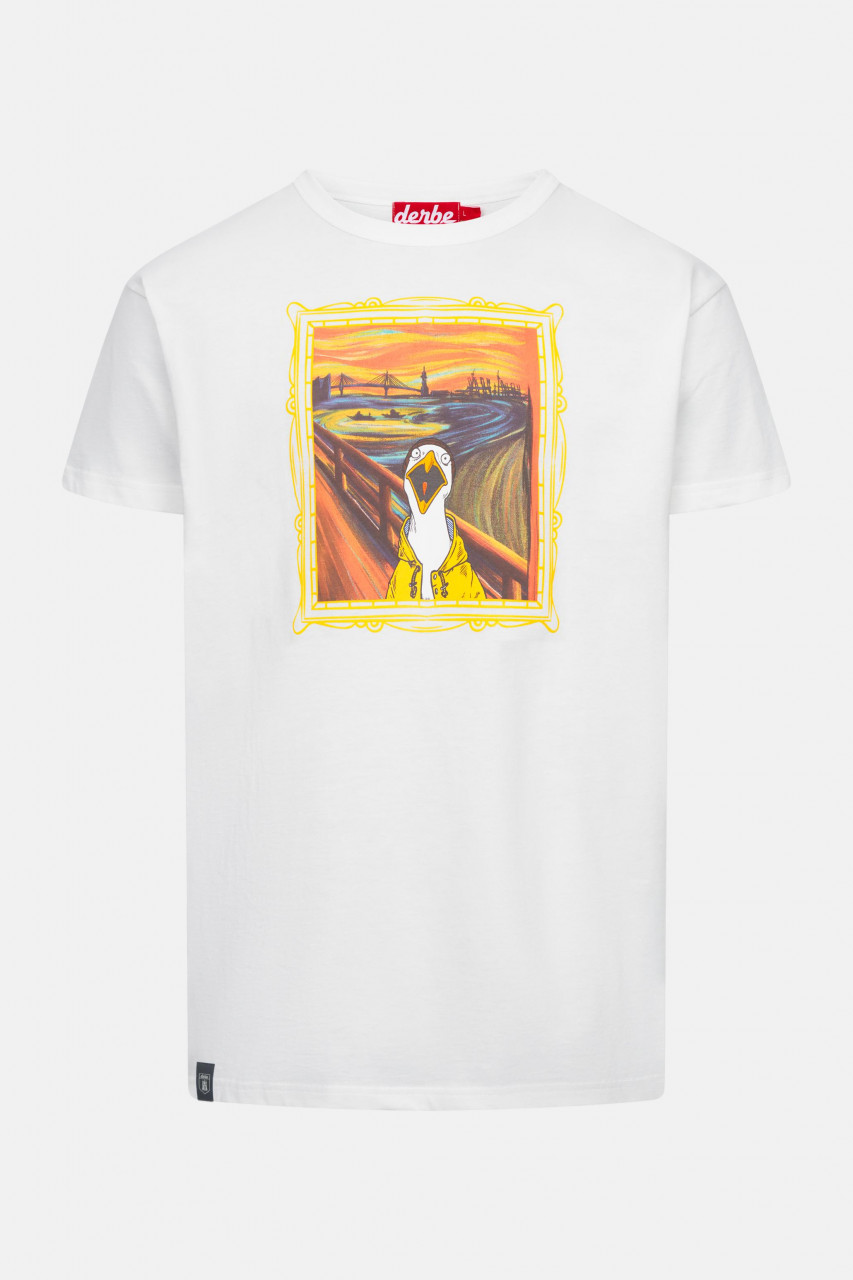 Derbe T-Shirt Schreimöwe Herren Weiß GOTS Organic