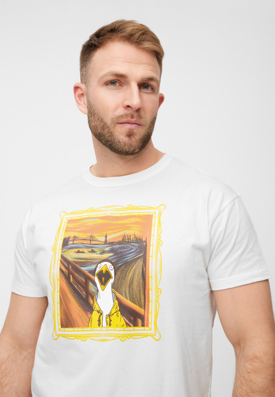 Derbe T-Shirt Schreimöwe Herren Weiß GOTS Organic
