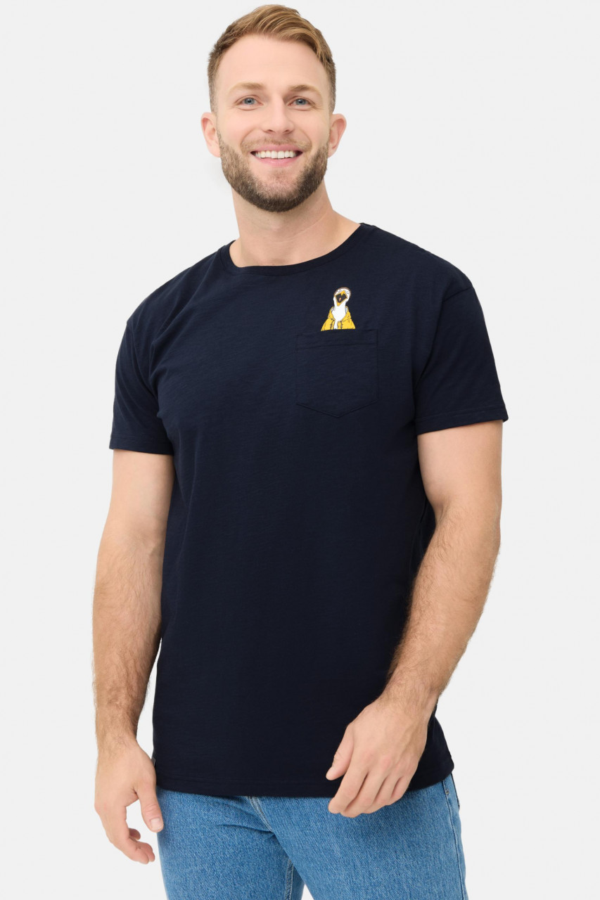 Derbe T-Shirt Schreimöwe Pocket Herren Blau GOTS Organic