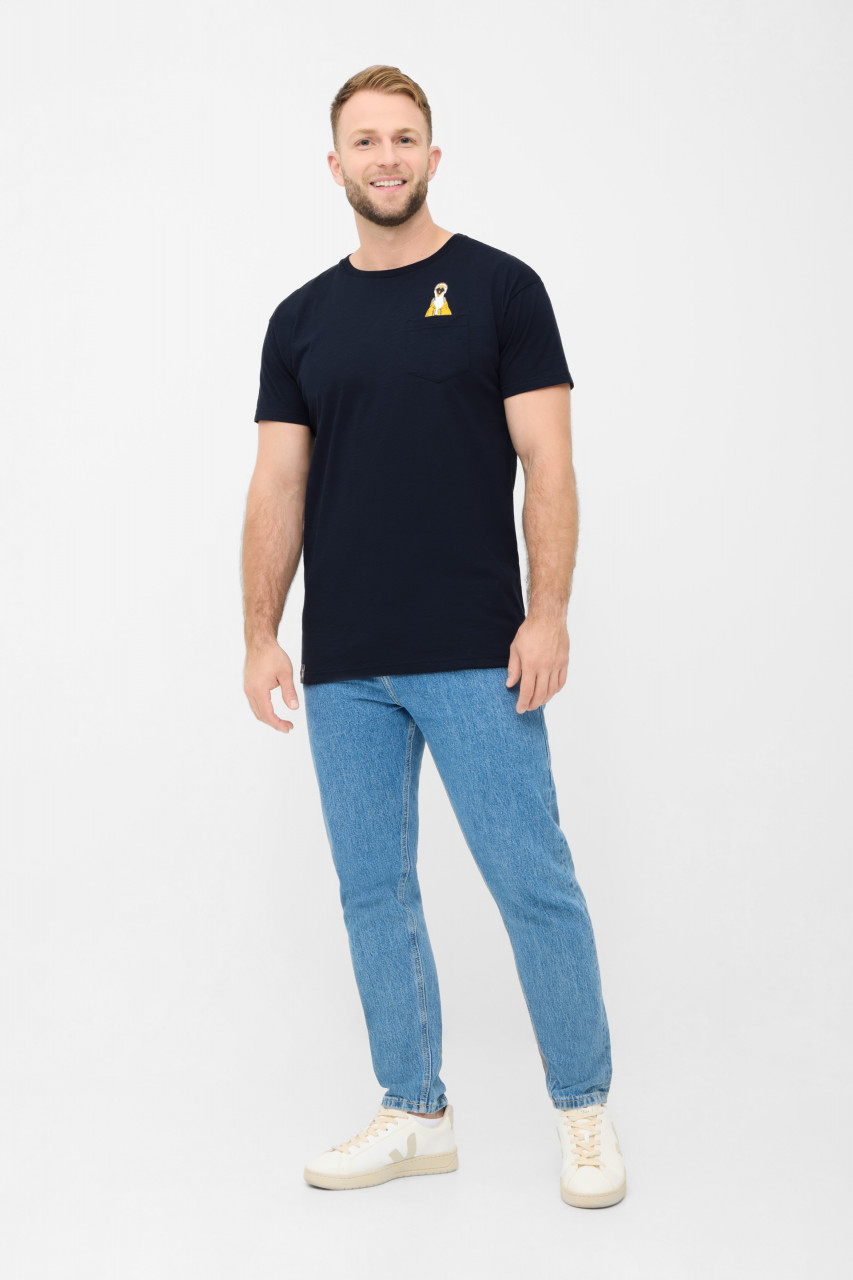 Derbe T-Shirt Schreimöwe Pocket Herren Blau GOTS Organic