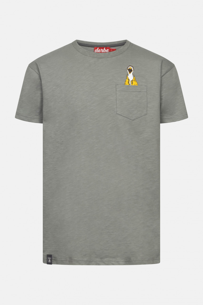Derbe T-Shirt Schreimöwe Pocket Herren Grau GOTS Organic
