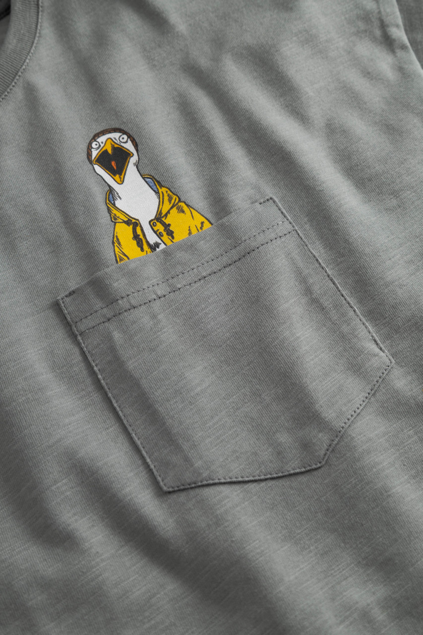 Derbe T-Shirt Schreimöwe Pocket Herren Grau GOTS Organic