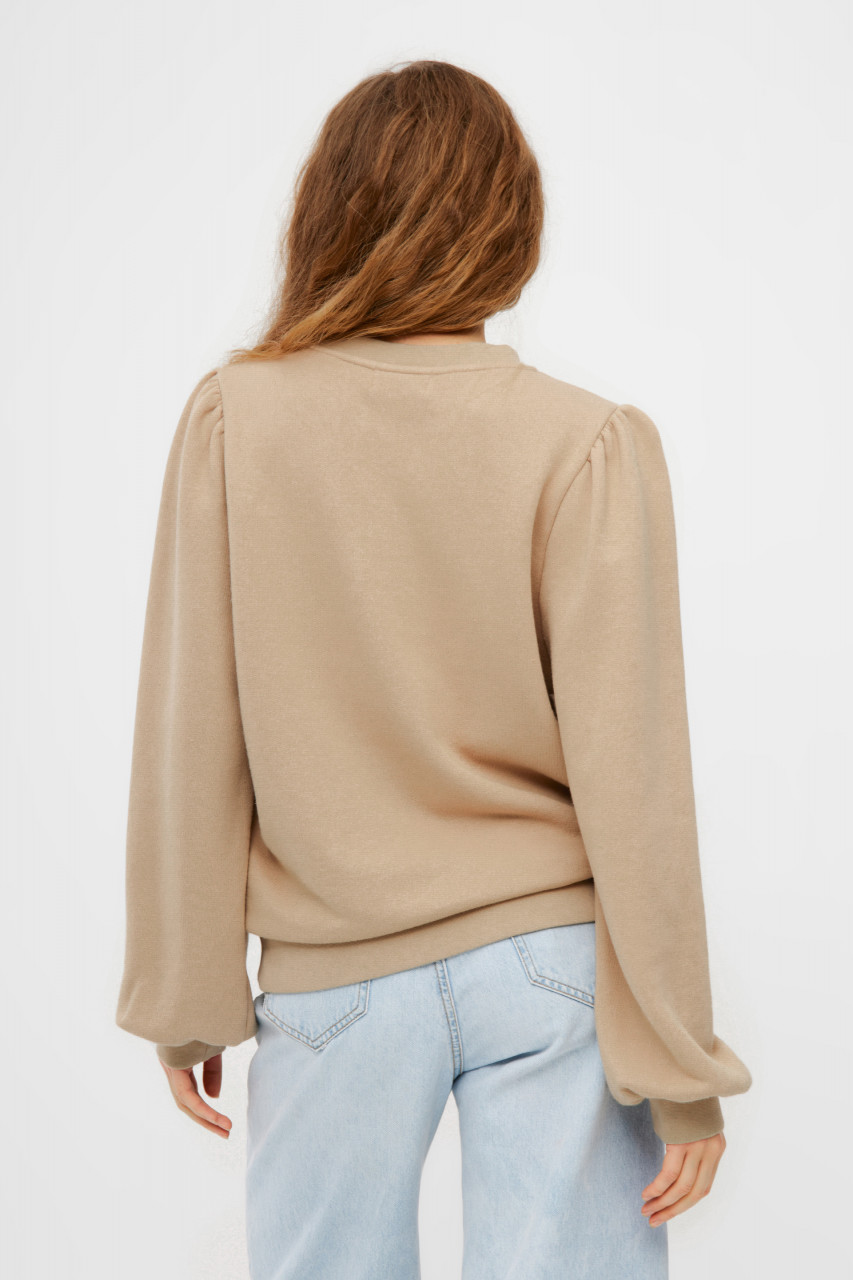 Derbe Sweatshirt Schwer Zu Kriegen Damen Beige Crewneck GOTS
