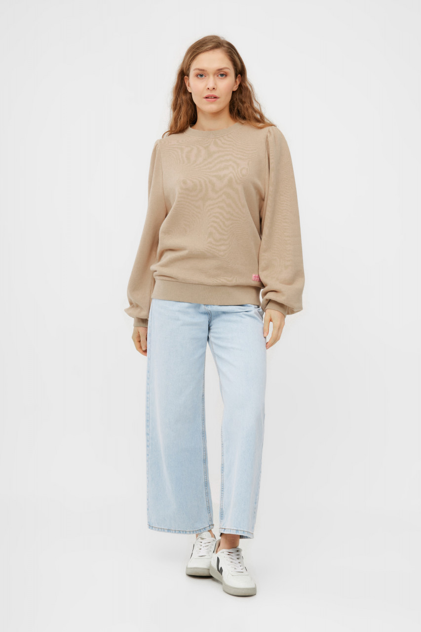 Derbe Sweatshirt Schwer Zu Kriegen Damen Beige Crewneck GOTS
