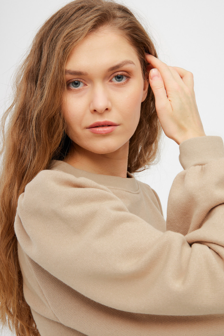 Derbe Sweatshirt Schwer Zu Kriegen Damen Beige Crewneck GOTS