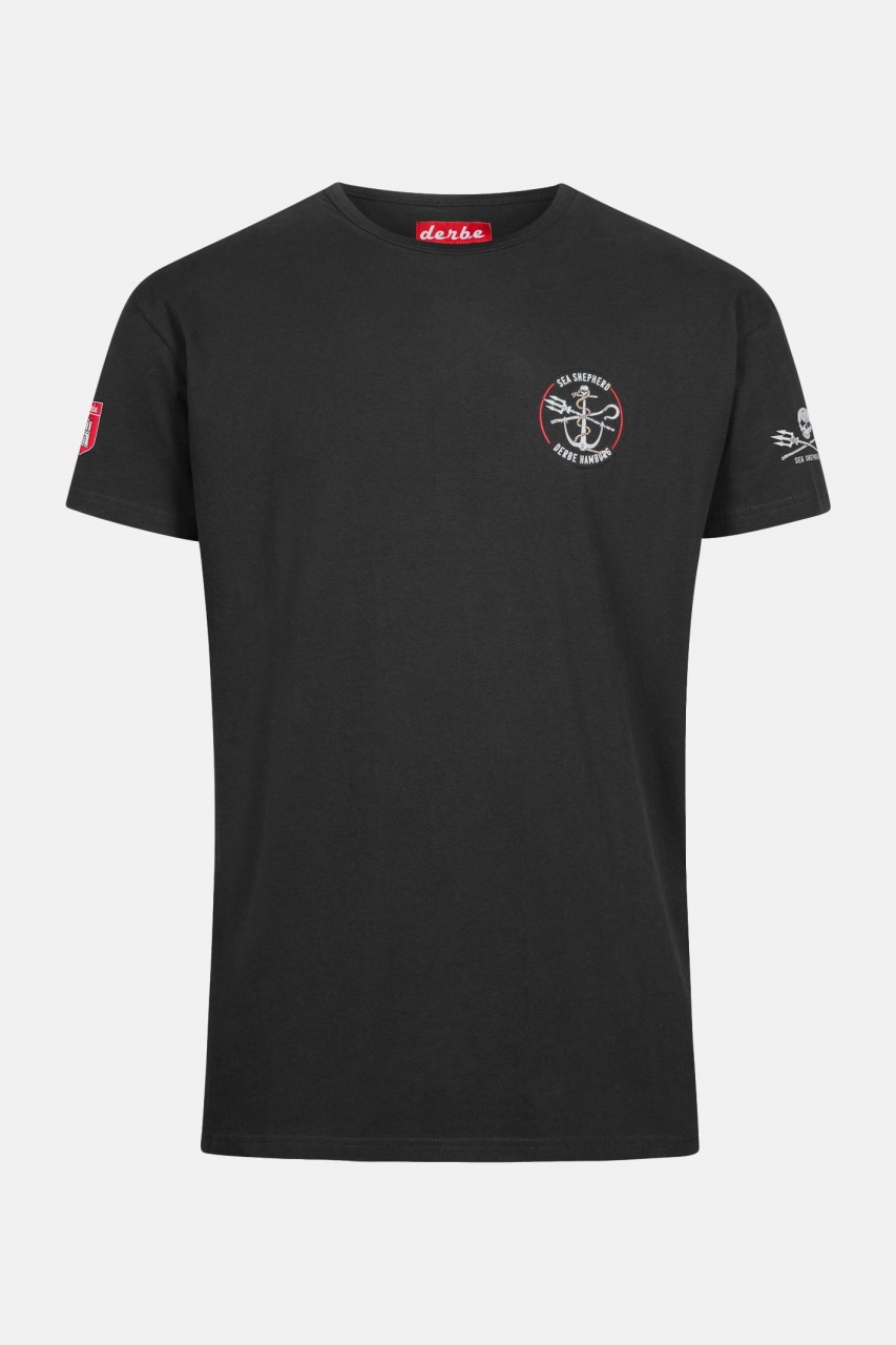 Derbe Herren Shirt Sea Shepherd Hecht Schwarz