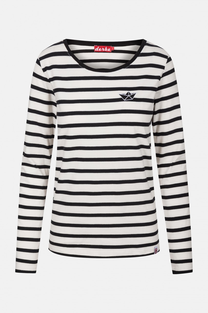 Derbe Streifenshirt Small Ship Schwarz Damen Langarm