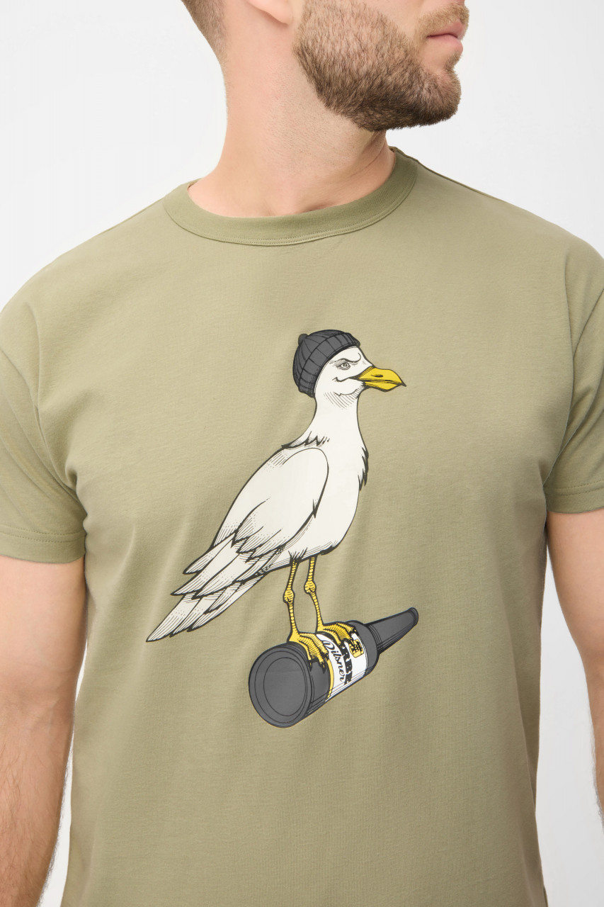 Derbe T-Shirt Sturmmöwe Herren Hellgrün Oliv Grau GOTS Organic