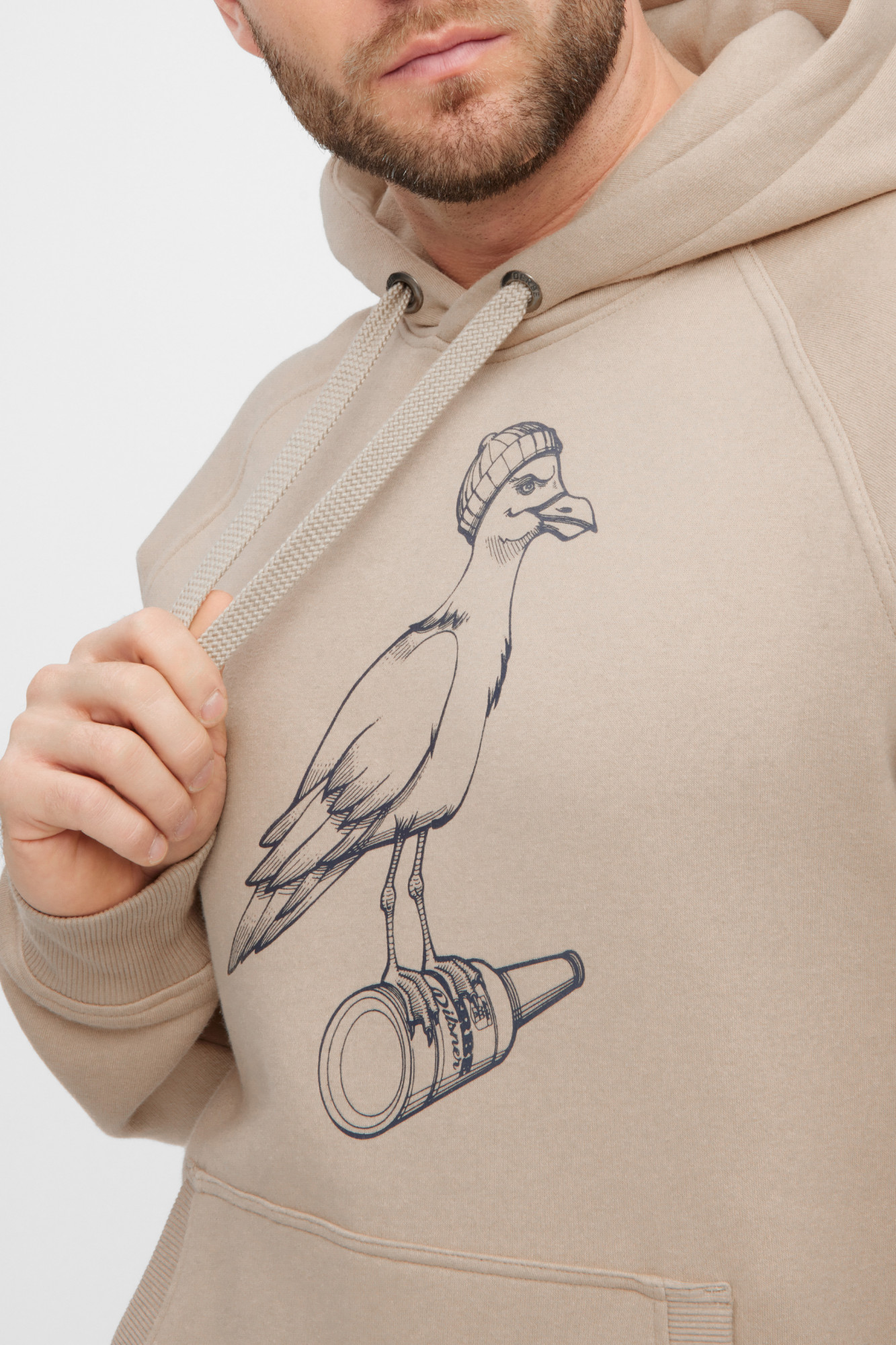 Derbe Hoodie Sturmmöwe Mono Herren Beige Kapuzenpullover GOTS