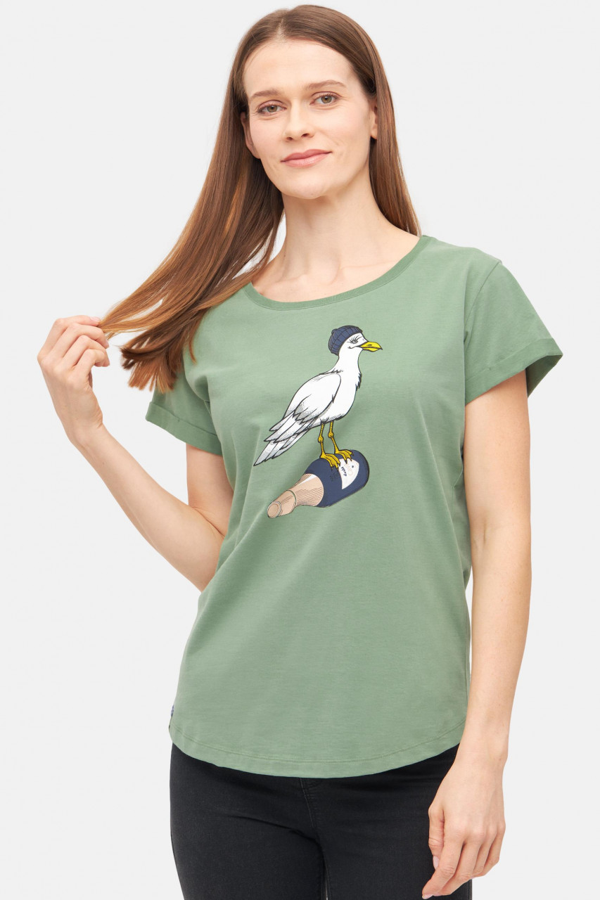 Derbe T-Shirt Sturmmöwin Damen Grün