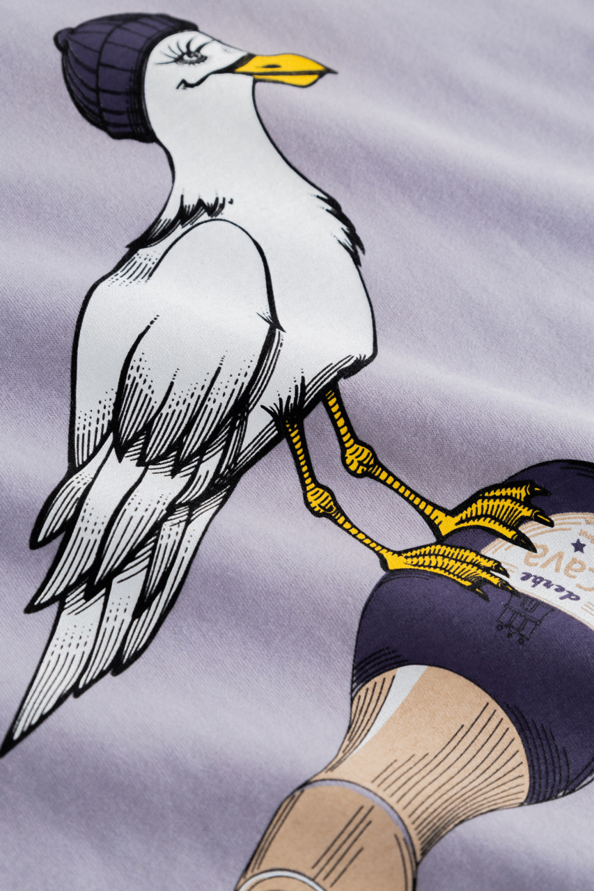 Derbe T-Shirt Sturmmöwin Damen Flieder Grau