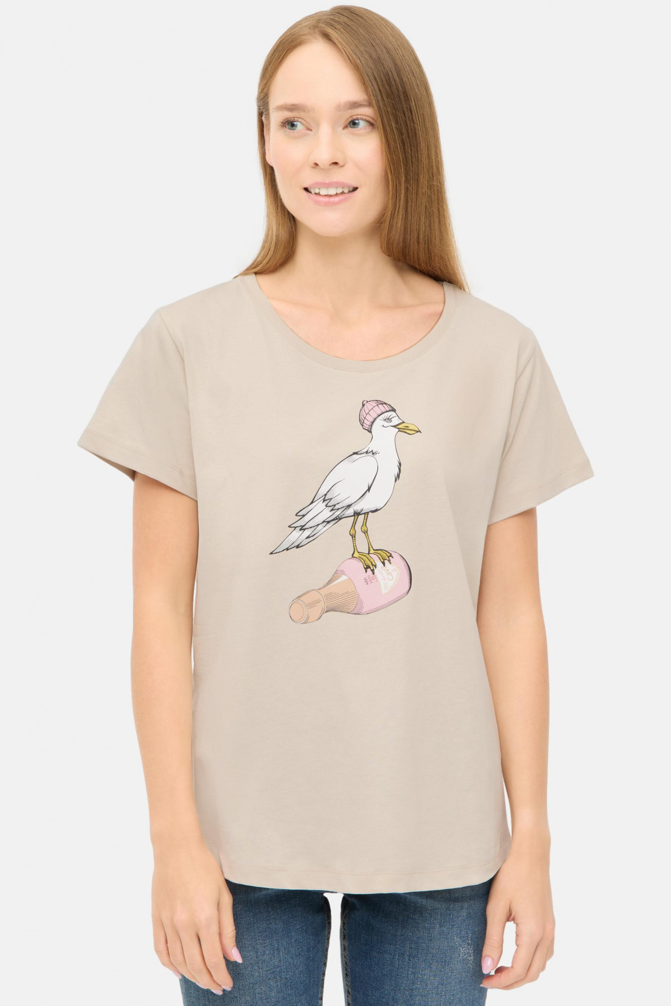 Derbe T-Shirt Sturmmöwin Damen Beige GOTS Organic