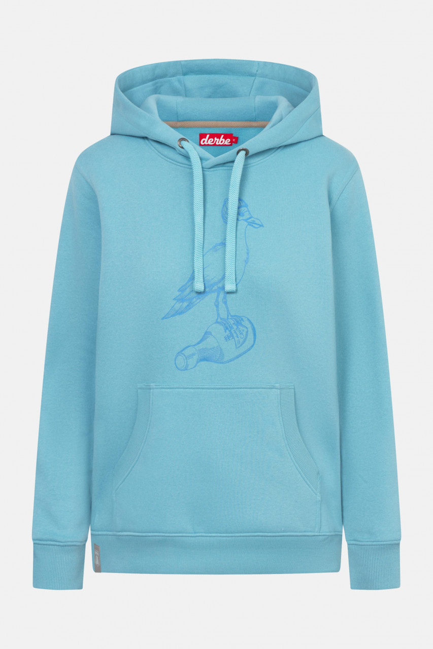 Derbe Hoodie Sturmmöwin Mono Damen Türkis Hellblau Kapuzenpullover GOTS