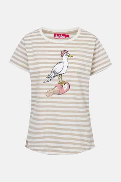 Derbe T-Shirt Sturmmöwin Striped Damen Weiß Beige GOTS Organic