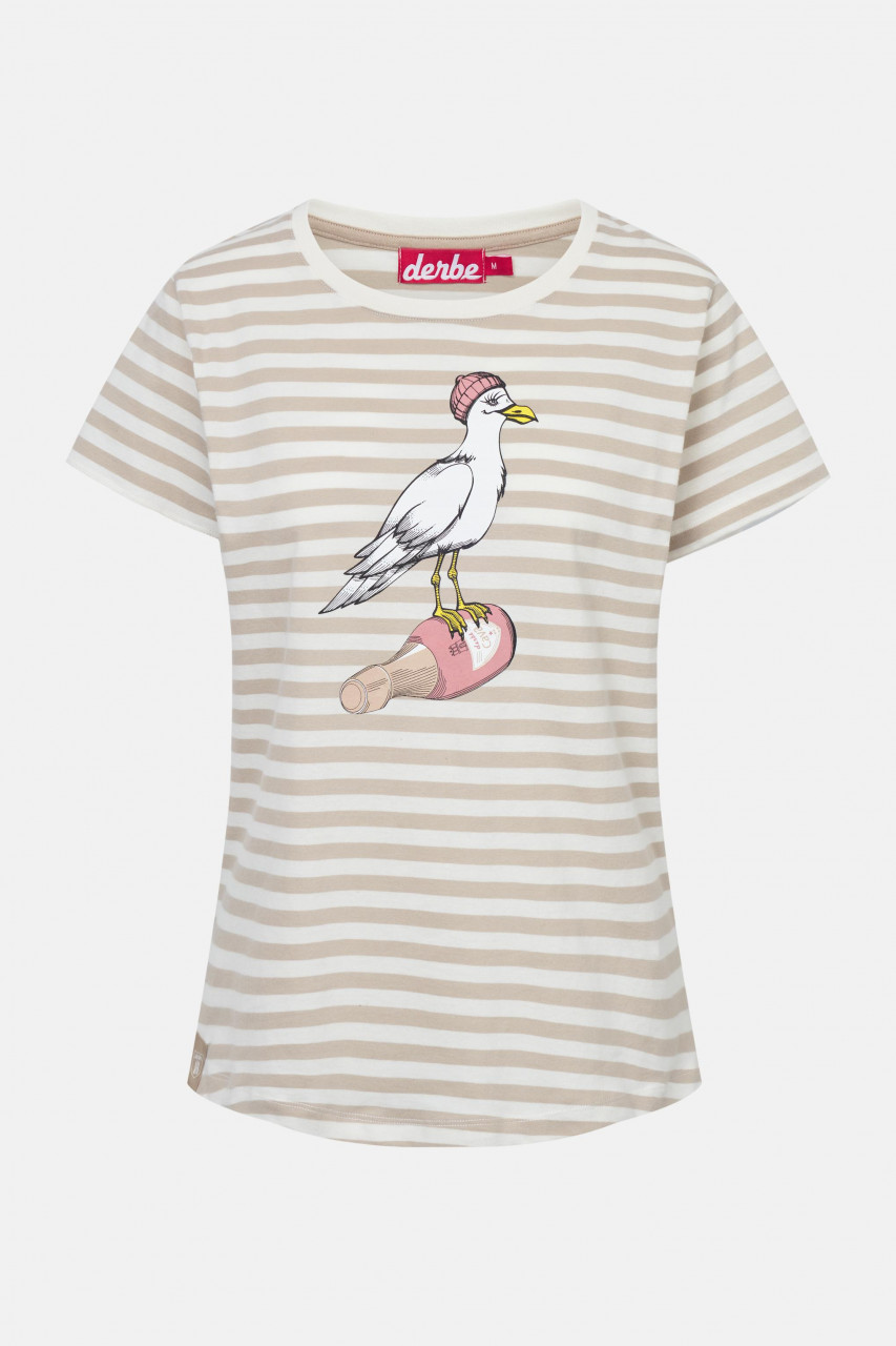Derbe T-Shirt Sturmmöwin Striped Damen Weiß Beige GOTS Organic