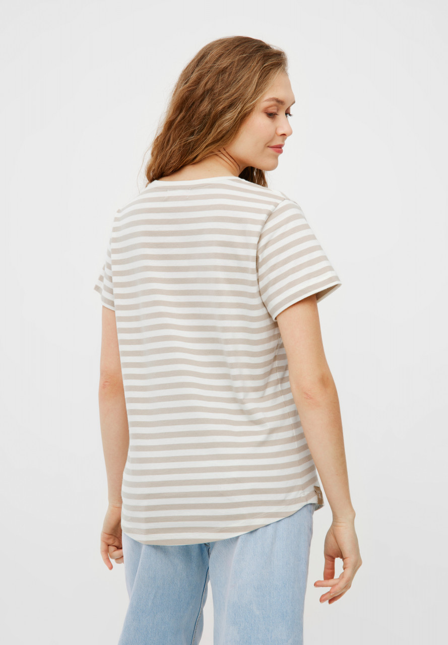 Derbe T-Shirt Sturmmöwin Striped Damen Weiß Beige GOTS Organic