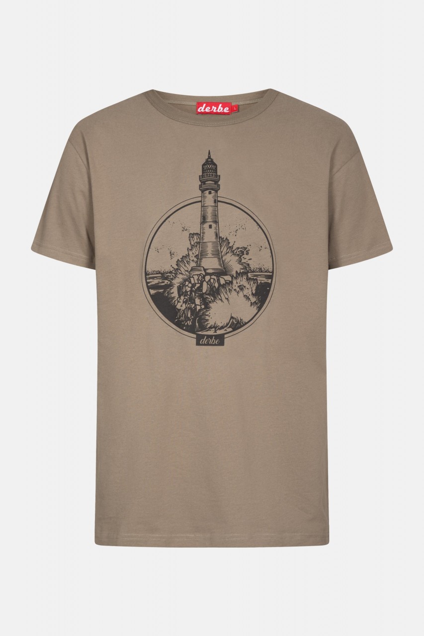 Derbe Leuchtturm Felsen Herren T-Shirt Brindle Braun