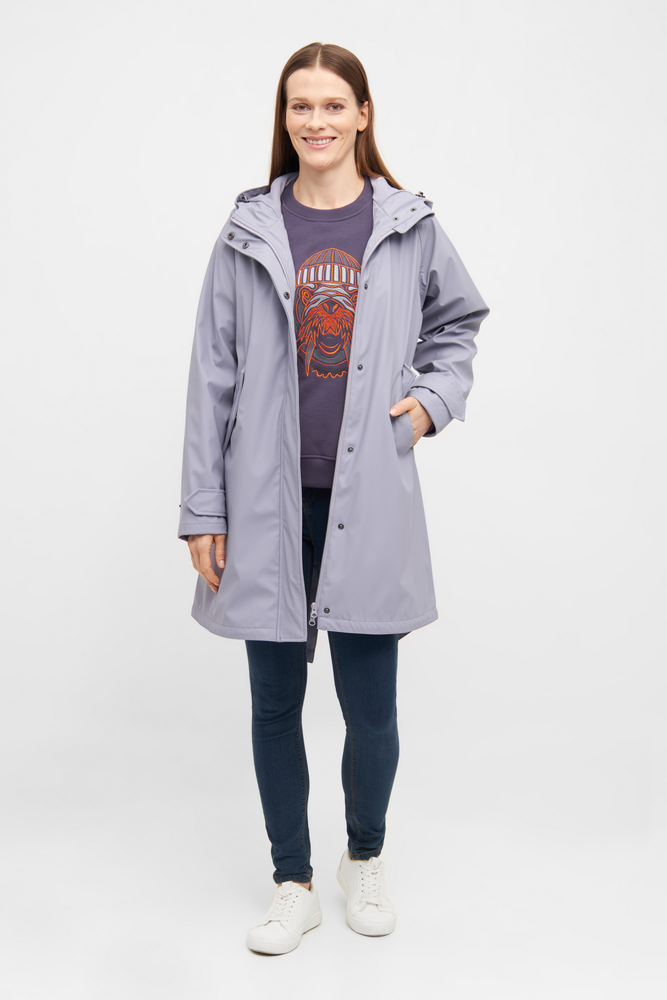 Derbe Regenjacke Traveby Friese Plain Damen Flieder Grau